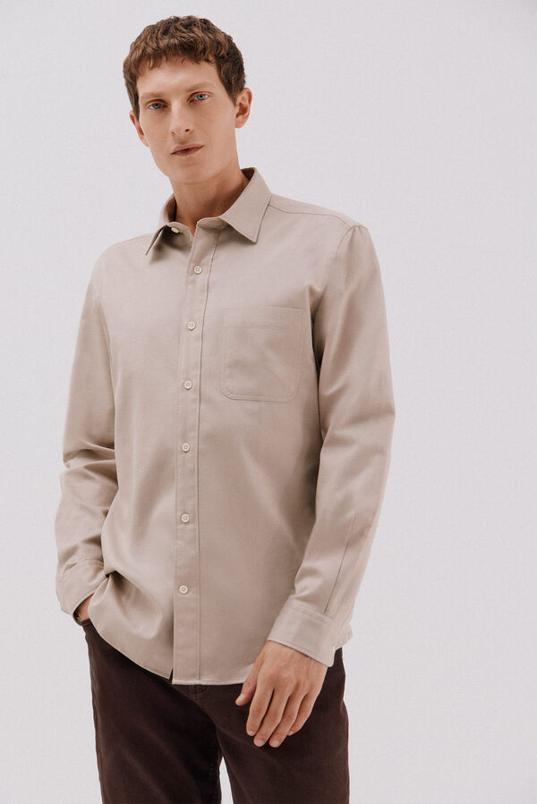 Cortefiel Tencel trench coat shirt Beige