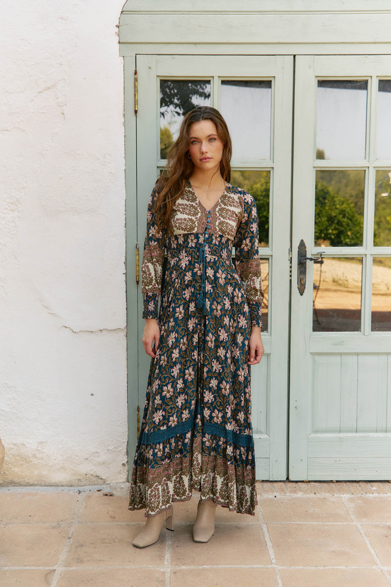 Jaase Vestido longo Sabrina com estampado de monarca