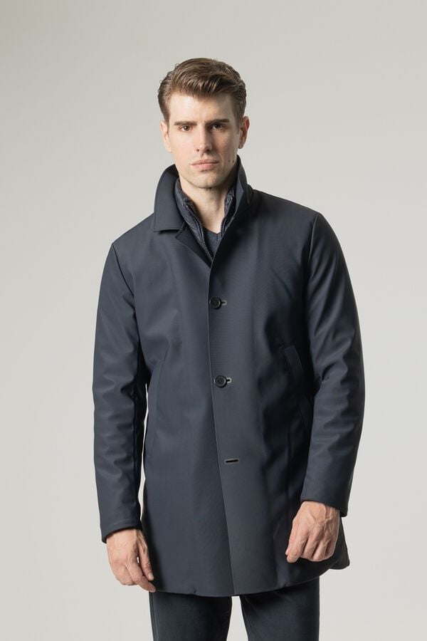 PuroEGO Gabardina com gola remov&iacute;vel Azul