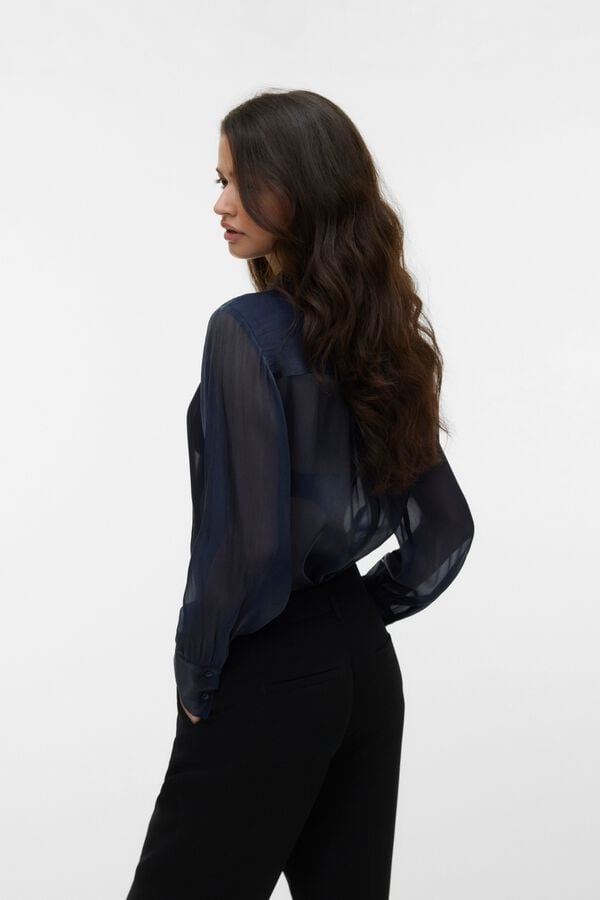 Vero Moda Semi-sheer tie blouse Navy