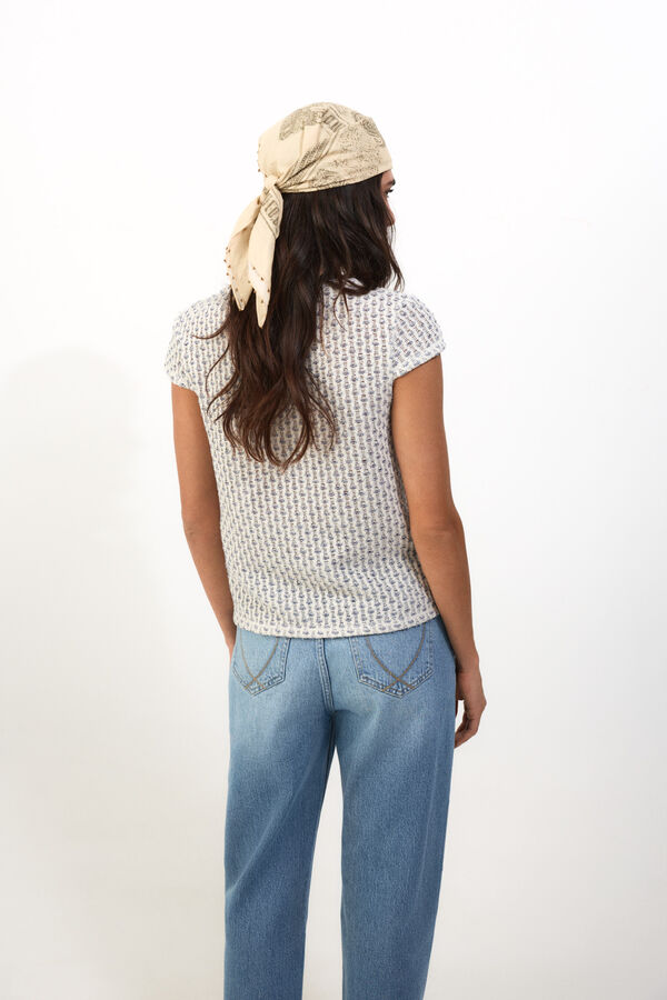 Slowlove Top manga corta crochet Impress&atilde;o