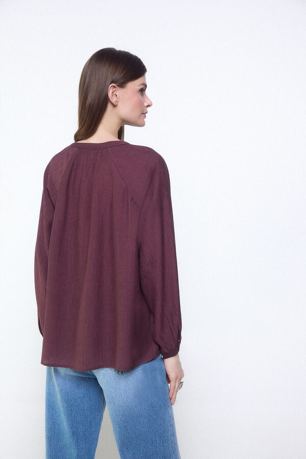 Slowlove Blusa plisada fluida Vino