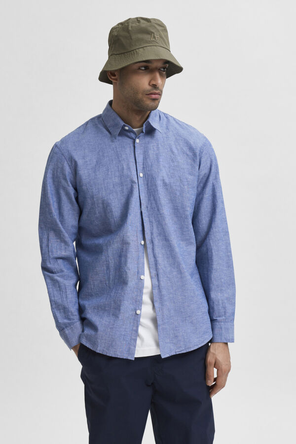Cortefiel Camisa slim fit de algodão orgânico Azul