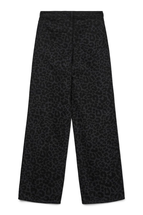 Vero Moda perna jeans larga com estampa animal  Preto