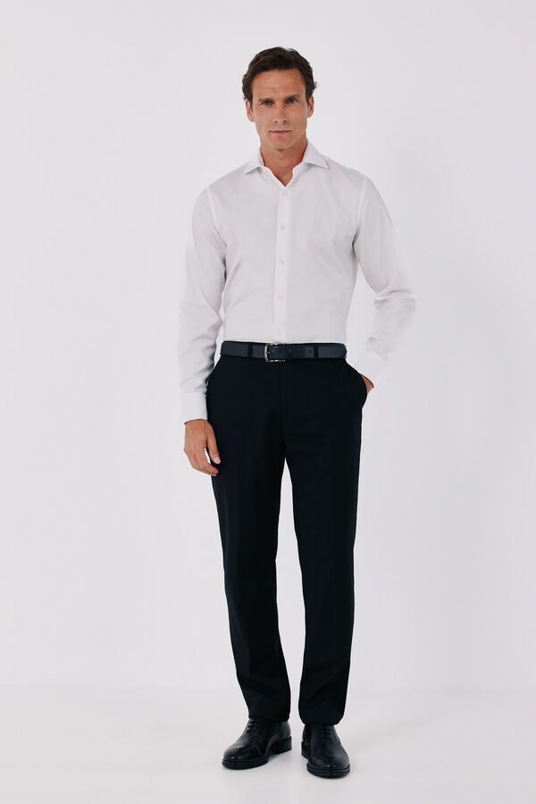 Cortefiel Camisa de vestir otomano slim fit f&aacute;cil de passar a ferro Branco