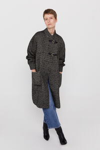 Cortefiel Textured coat with ribbons Printed white
