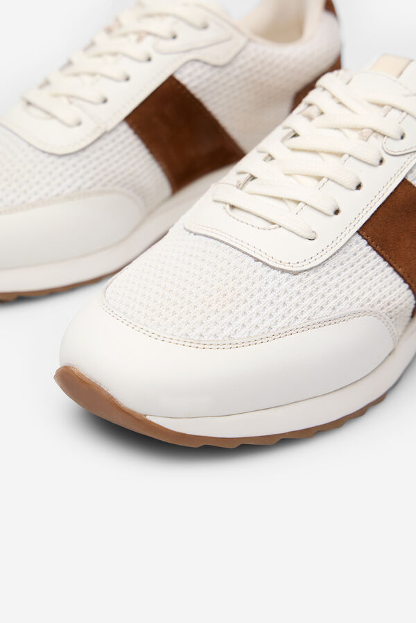 Cortefiel Leather fabric sneaker White