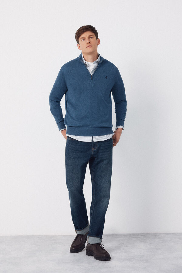 Cortefiel Cotton high neck sweater  Blue