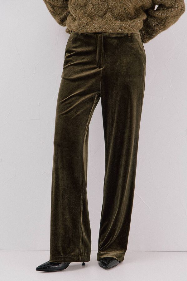 Cortefiel Calças de veludo Verde