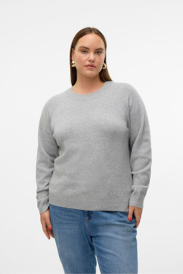 Vero Moda Curve Camisola grande de gola redonda  Cinzento