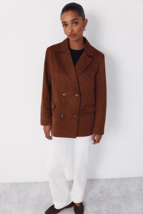 Cortefiel Tecido com efeito camur&ccedil;a Castanho