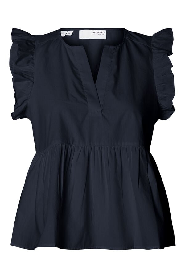 Selected Blusa sem mangas e folhos Azul