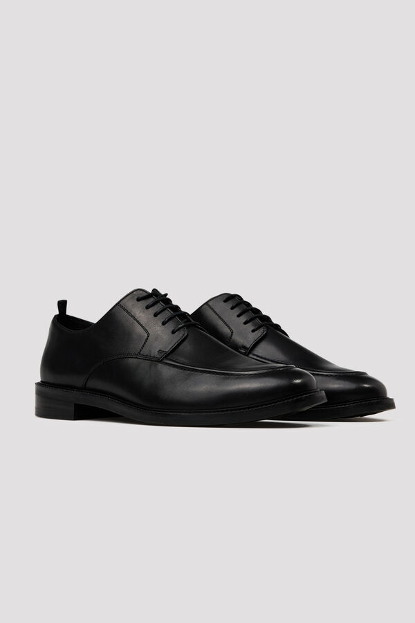 Cortefiel Leather lace-up shoes Black