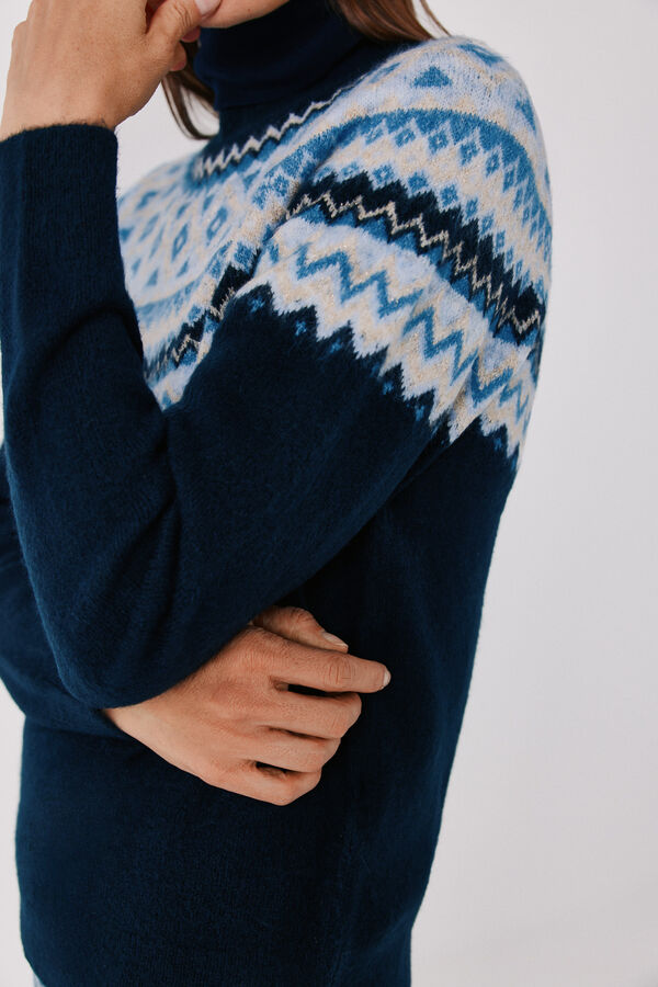 Cortefiel Positional jacquard jumper Navy