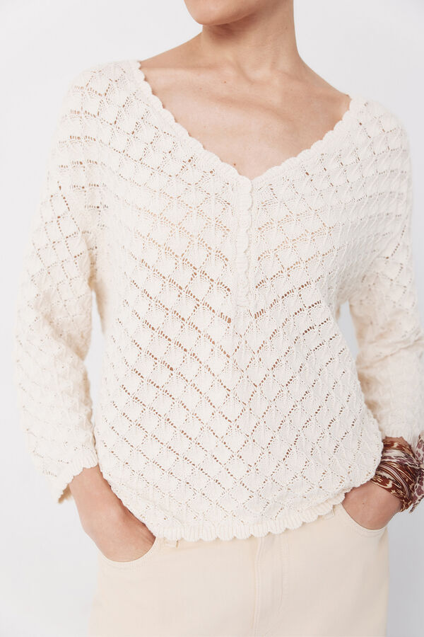Cortefiel Openwork button jumper Ivory