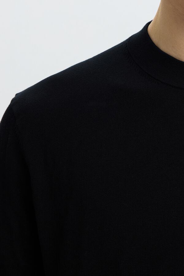 Selected Lightweight 100% organic cotton jumper Black