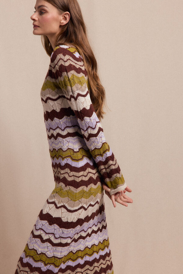 Slowlove Vestido punto ondas multicolor Multicolorido