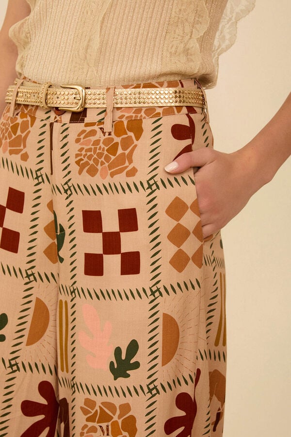 Meisie Fluid long trousers Beige