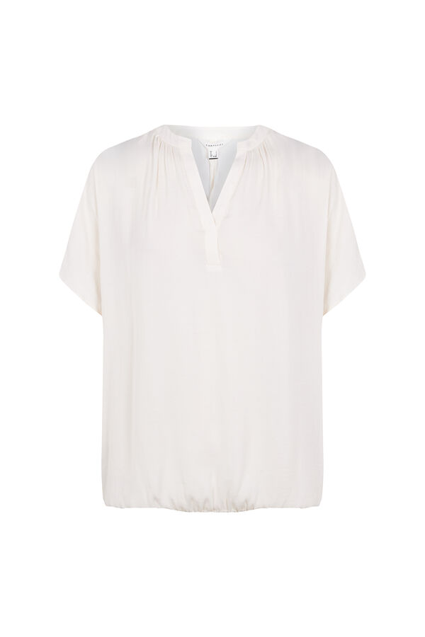 Cortefiel Blusa acetinada de manga curta Ecru