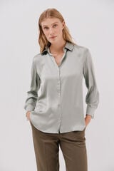 Cortefiel Satin-finish shirt Kaki