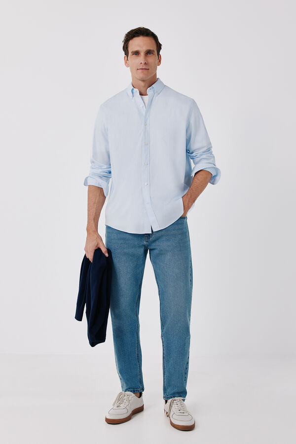 Cortefiel Plain light oxford shirt Blue