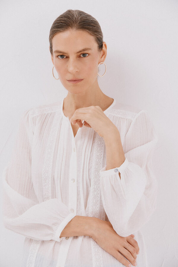 Cortefiel lace trim blouse White
