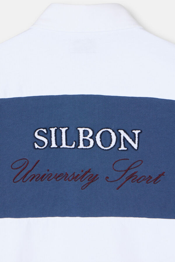 Silbon Polo de rugby riscas clássica Azul