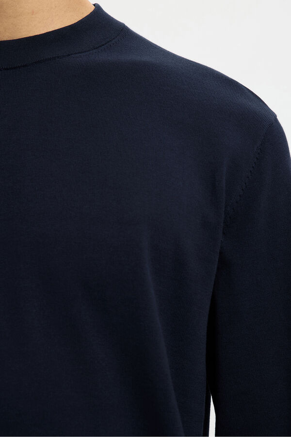 Selected Lightweight 100% organic cotton jumper Navy