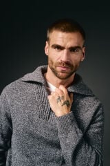 OOTO Neck polo shirt zip fastening sweater Dark grey