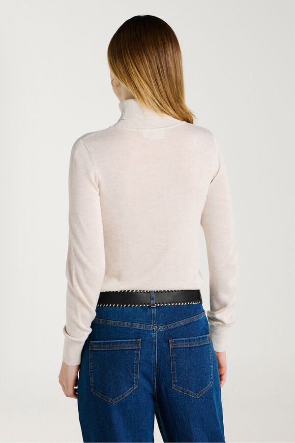 Vila Cinto de pele com costura Preto