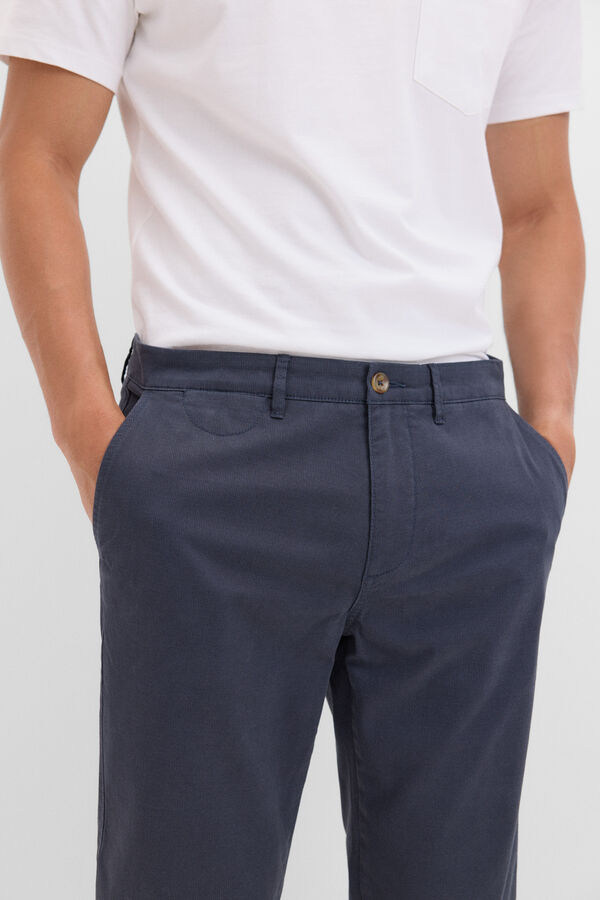 Cortefiel Slim fit printed chinos Navy