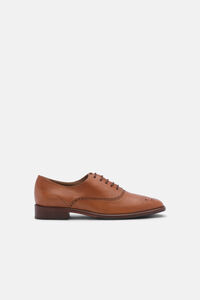 Cortefiel Brown Cow Leather Oxfords Camel
