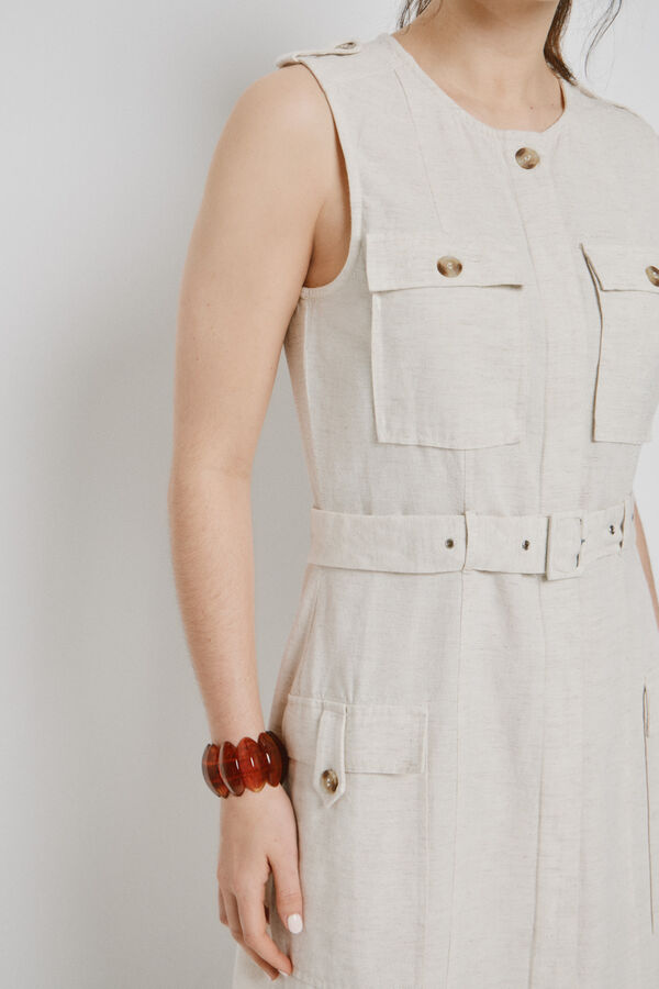 Vero Moda Vestido curto estilo safari Tostado