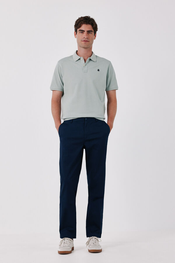 Cortefiel Print regular chinos Navy