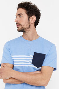 Cortefiel Patterned T-shirt with pocket Blue