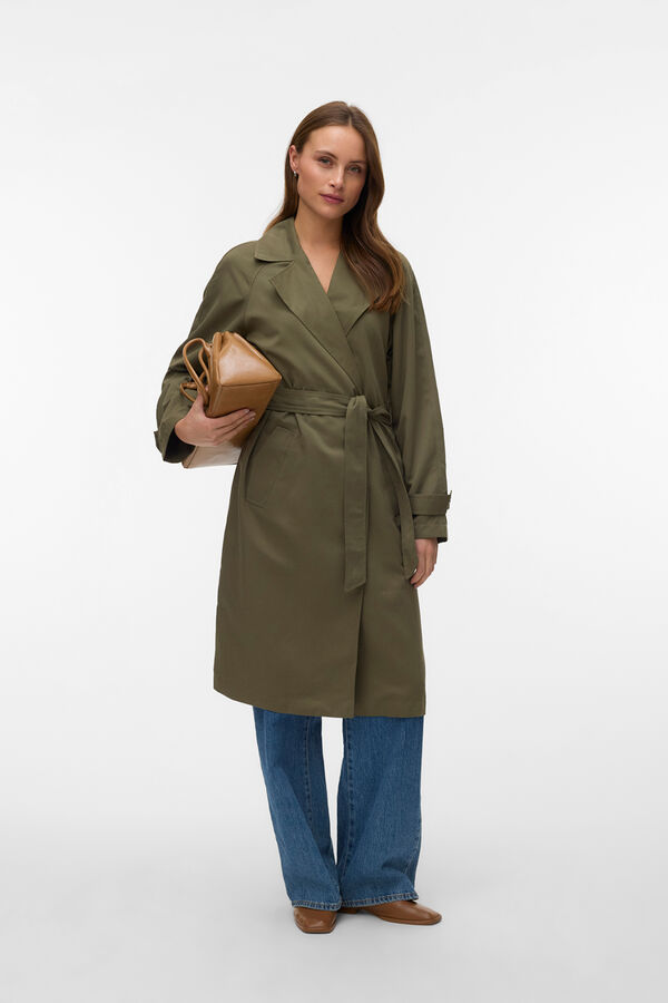 Vero Moda Gabardina midi de manga compridas Verde