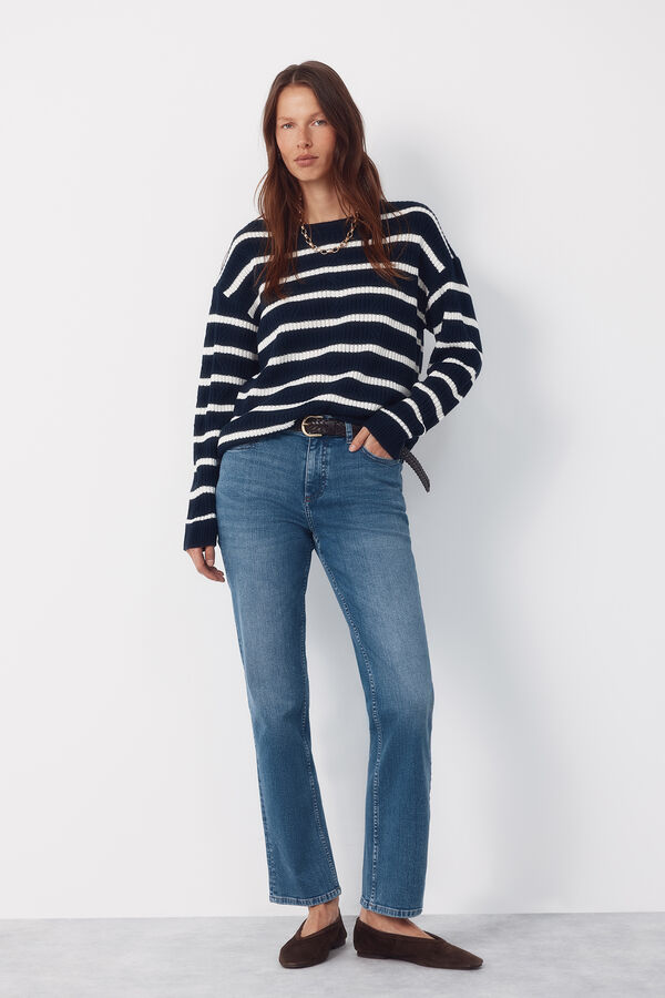 Cortefiel Soft feel jumper Printed blue