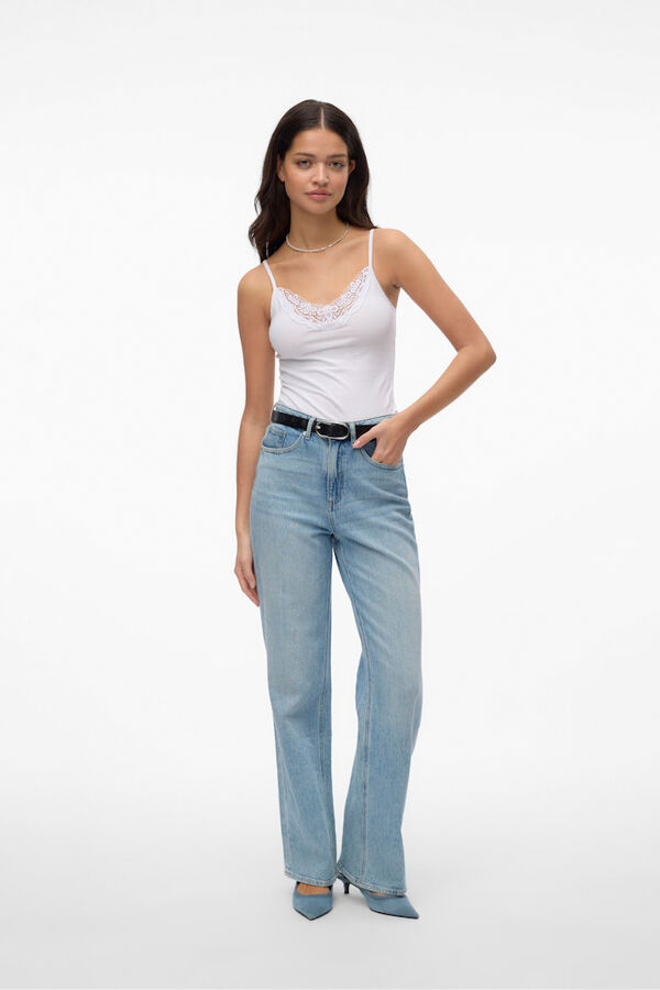 Vero Moda Top de al&ccedil;as com renda Branco