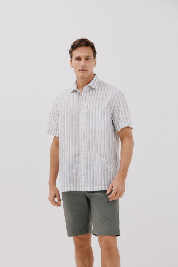 Cortefiel short sleeve striped shirt Green