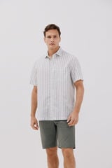 Cortefiel short sleeve striped shirt Green