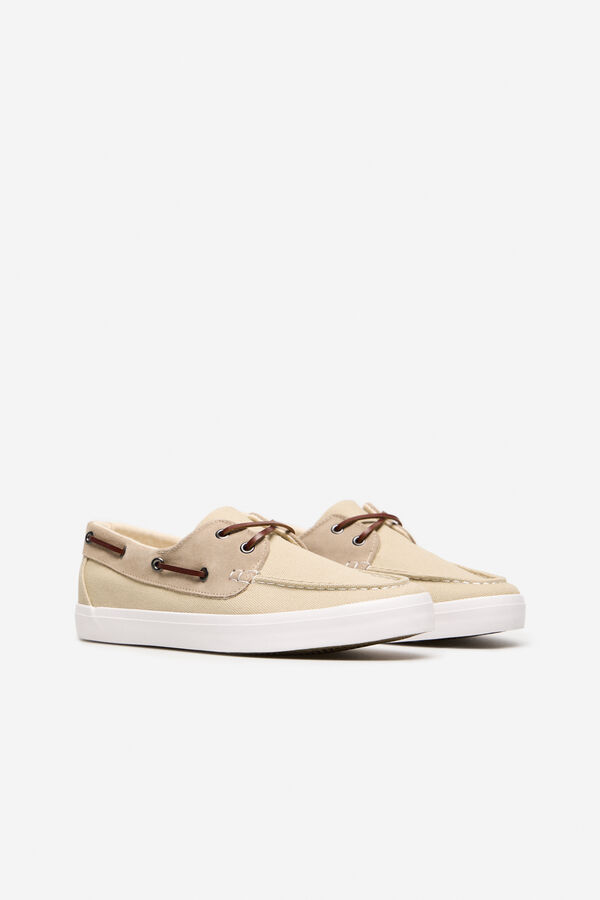 Cortefiel Textile and leather deck shoe Beige