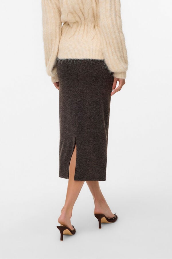 Vero Moda Skirt midi jersey-knit Dark brown