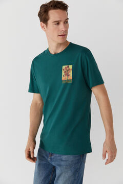 Cortefiel T-shirt girassóis Van Gogh Verde