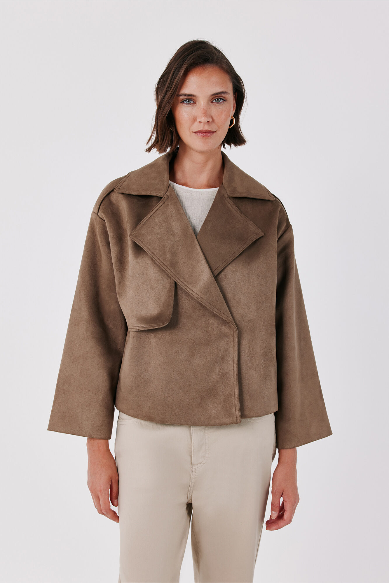 Cortefiel Faux suede short trench