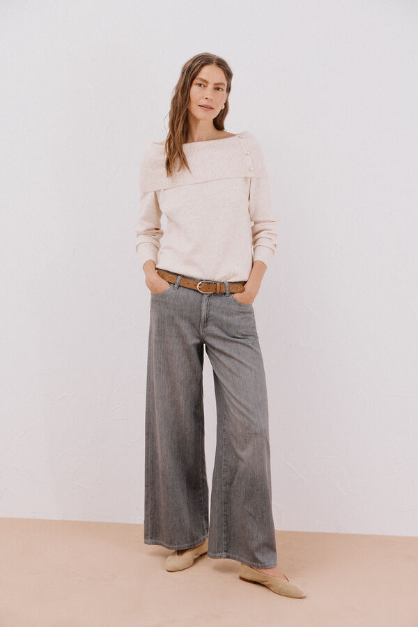 Cortefiel Calça jeans palazzo longa  Cinzento