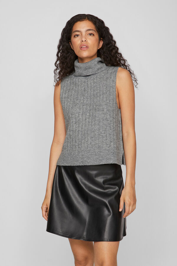 Vila Jersey-Knit neck gilet Grey