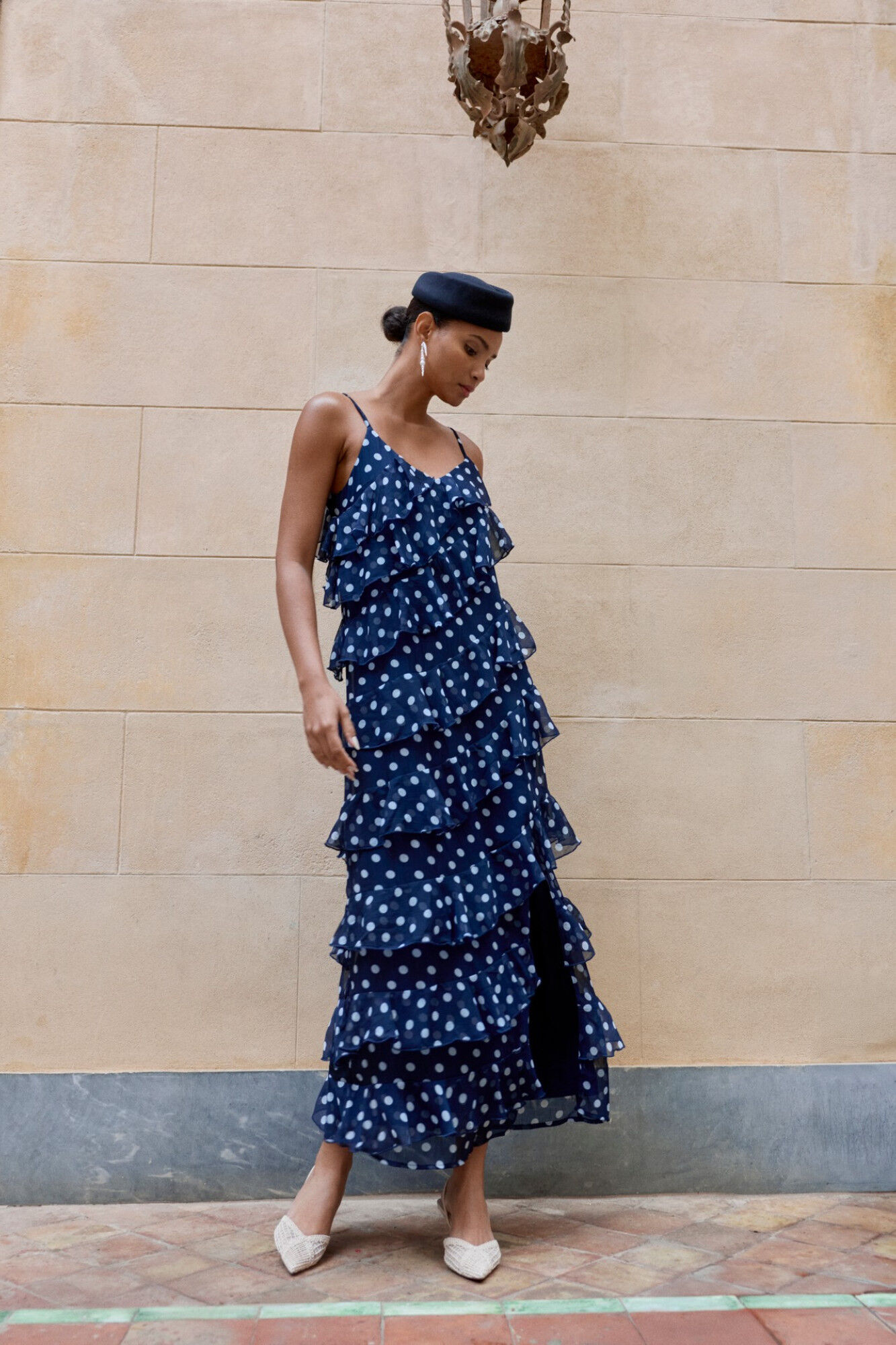 Vila Vestido comprido de festa com folhos