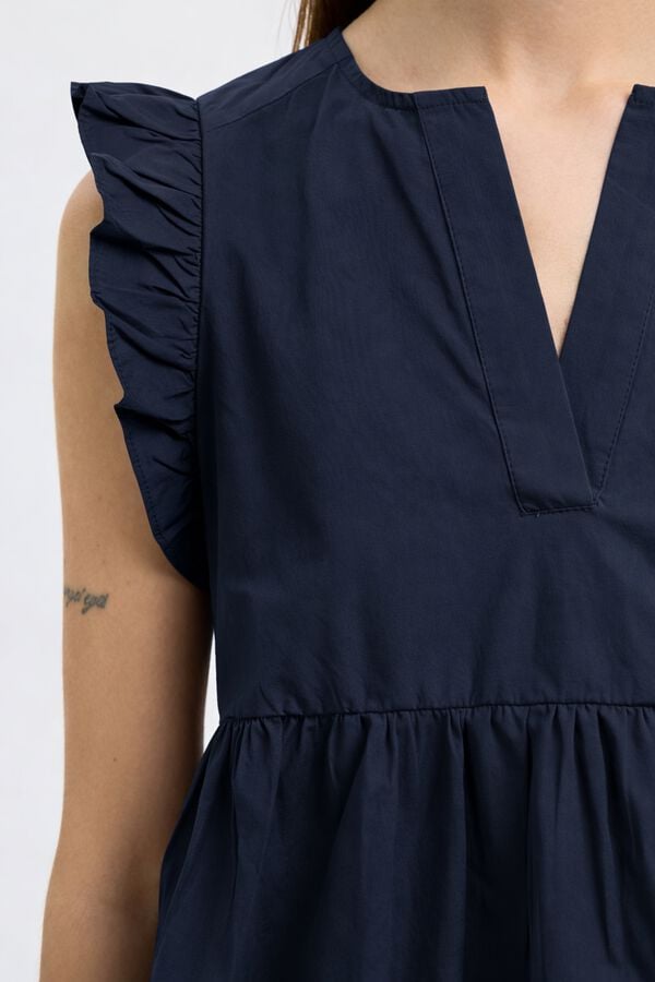 Selected Blusa sem mangas e folhos Azul