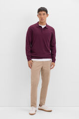 Cortefiel Cotton cashmere polo shirt neck jersey Maroon