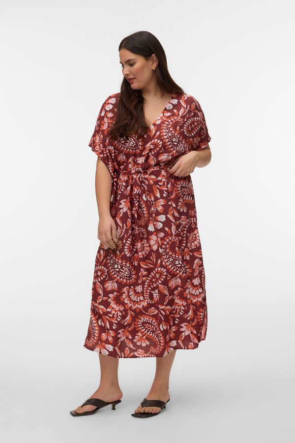 Vero Moda Curve Vestido curto decote em bico tamanho grande Castanho